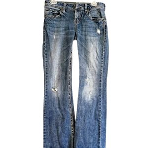 Silver Aiko Bootcut Women's 28x33 Distressed Blue Jeans